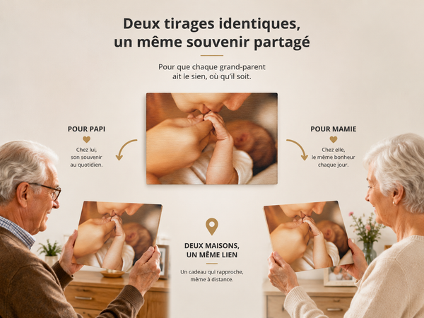 Pack Grands-Parents chevalet bois 30x20 mural adhésif baptême