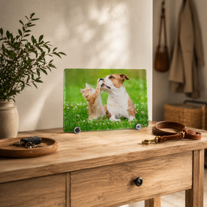 Le Museau mini tirage photo de chat sur plexi cristal 15x20 mini chevalet, fabriqué en Savoie